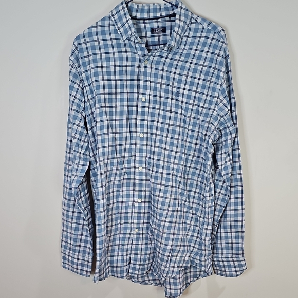 Izod Other - IZOD Men's Large Blue Plaid Button Down Shirt